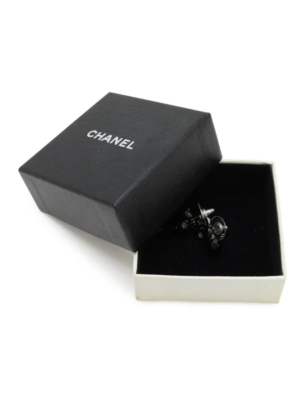 Chanel CC Logo Swingearrings Metal Black Stone Gun Metallic 09 Earrings